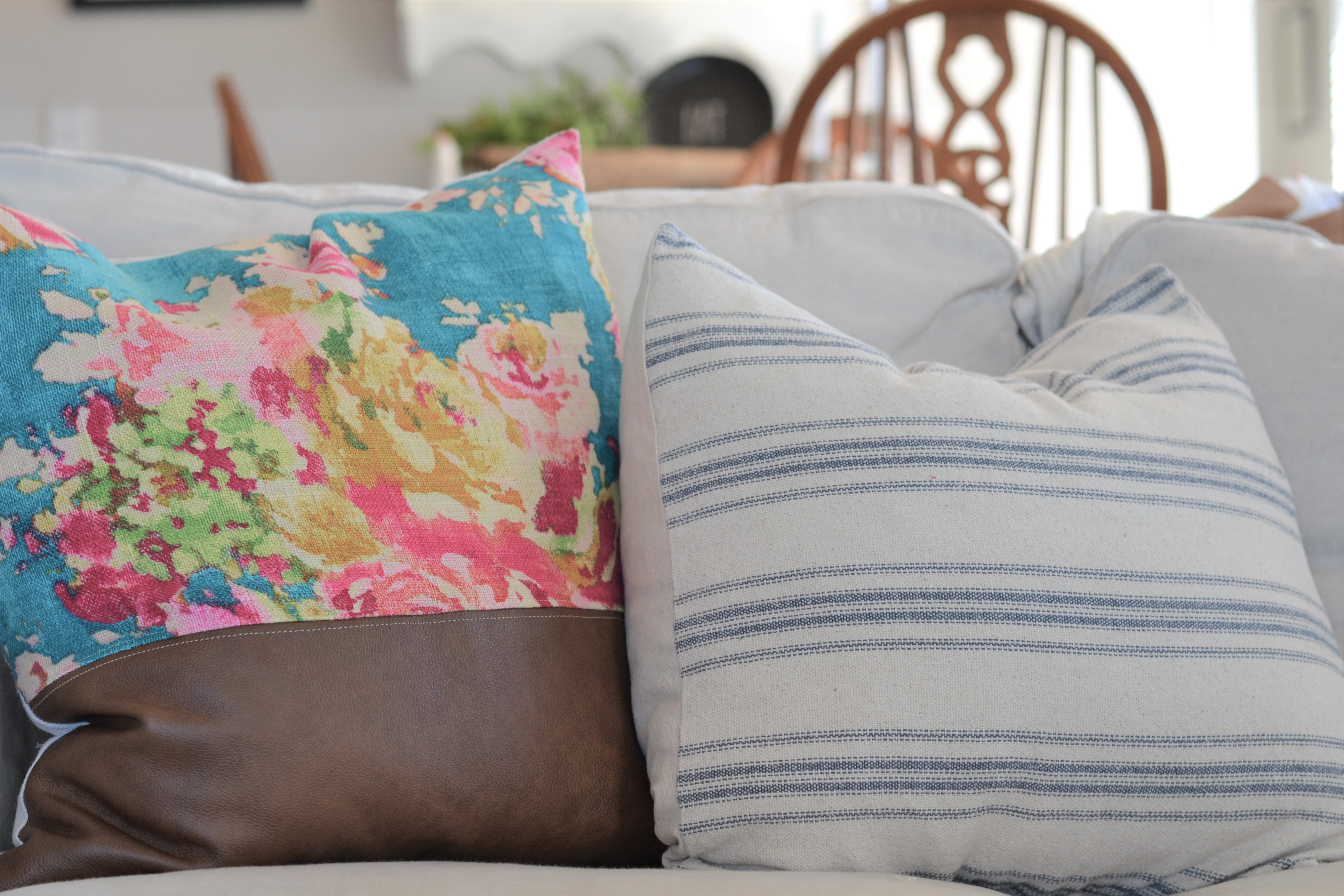Using simple pillow covers to add Spring colors