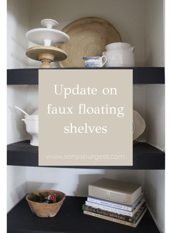 An update on our faux floating shelves